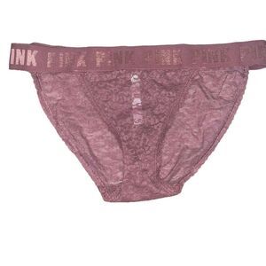 VICTORIA'S SECRET PINK L LEOPARD LACE MESH THICK BAND RARE Panties